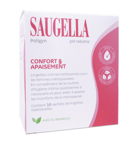 Saugella – Poligyn Confort & Apaisement, 10 lingettes