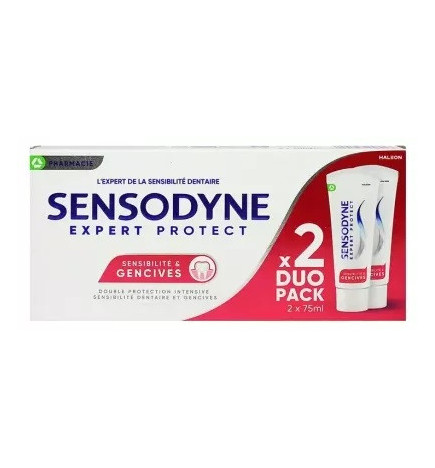 Sensodyne – Expert Protect sensibilité & gencives menthe fraîche, lot de 2 × 75 ml