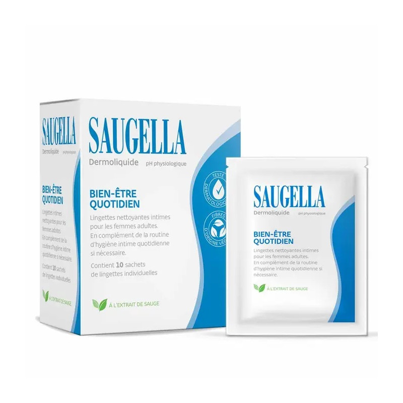 Saugella Dermoliquide Lingettes Intimes Nettoyantes x10