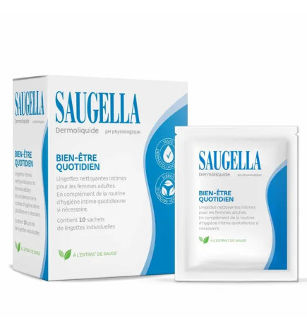 Saugella – Dermoliquide Lingettes Intimes Nettoyantes, x10