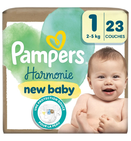 Pampers – Couches Bébés Harmonie New Baby Taille 1 (2-5 kg) x23