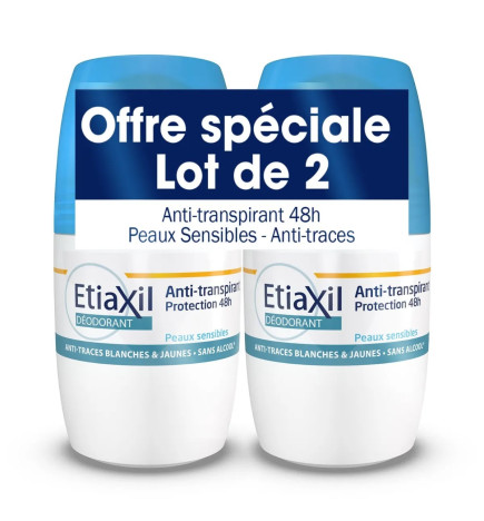 Etiaxil – Déodorant Anti-Transpirant 48H Roll-on, lot de 2 x 50 ml