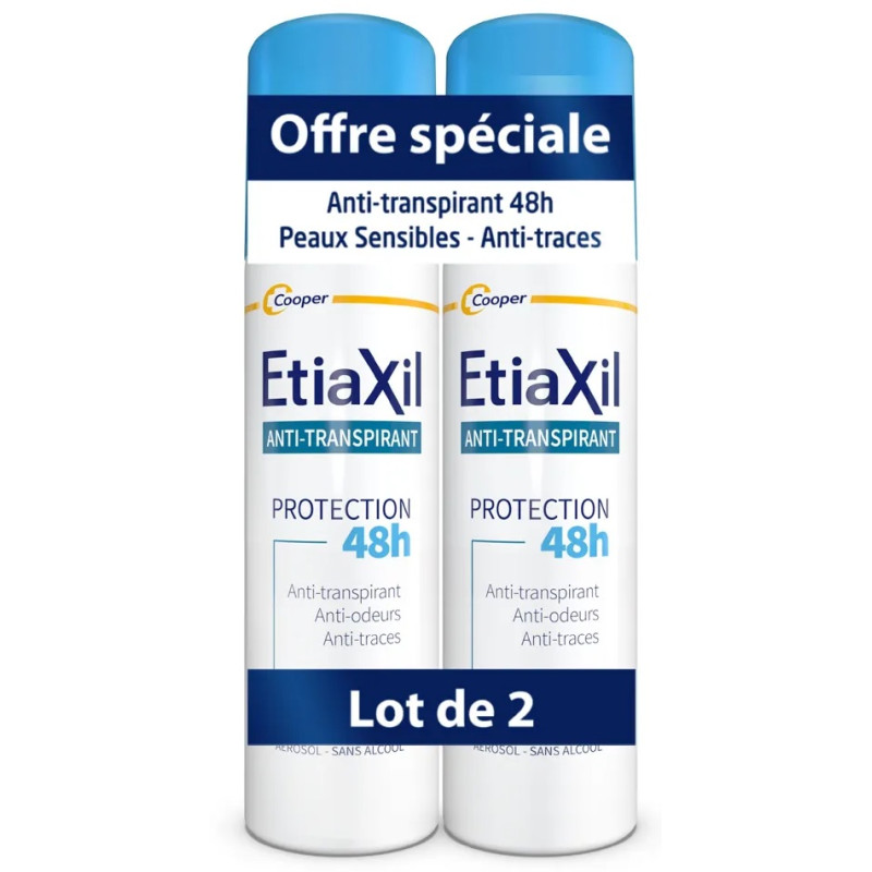 Etiaxil – Déodorant Anti-Transpirant Protection 48H Aérosol, lot de 2 x 150 ml