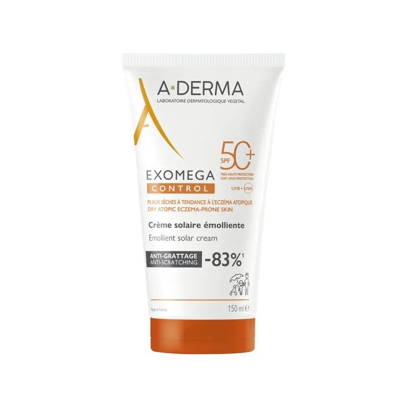 A-derma Exomega Control Crème Solaire Émolliente Anti-Grattage SPF50+ 150ml