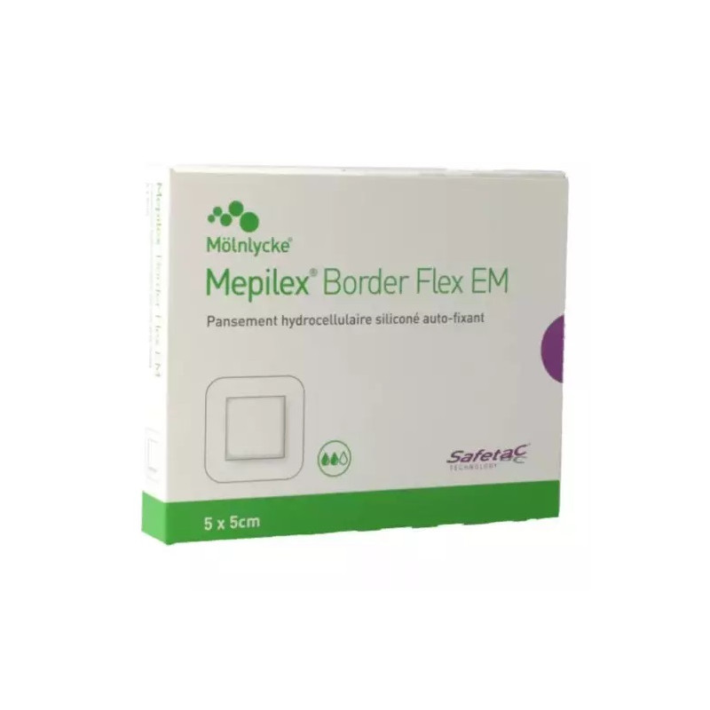 Mölnlycke Mepilex Border Flex EM Pansement hydrocellulaire carré 5 × 5 cm - 10 unités