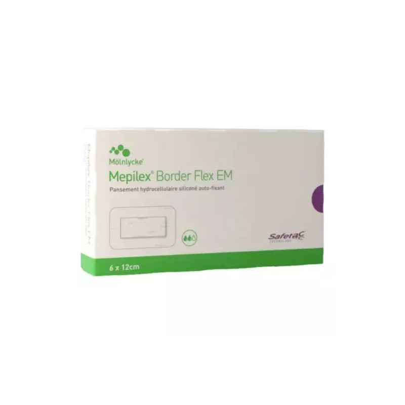 MÖLNLYCKE - Pansement hydrocellulaire Mepilex Border Flex EM, 6×12cm, boîte de 10