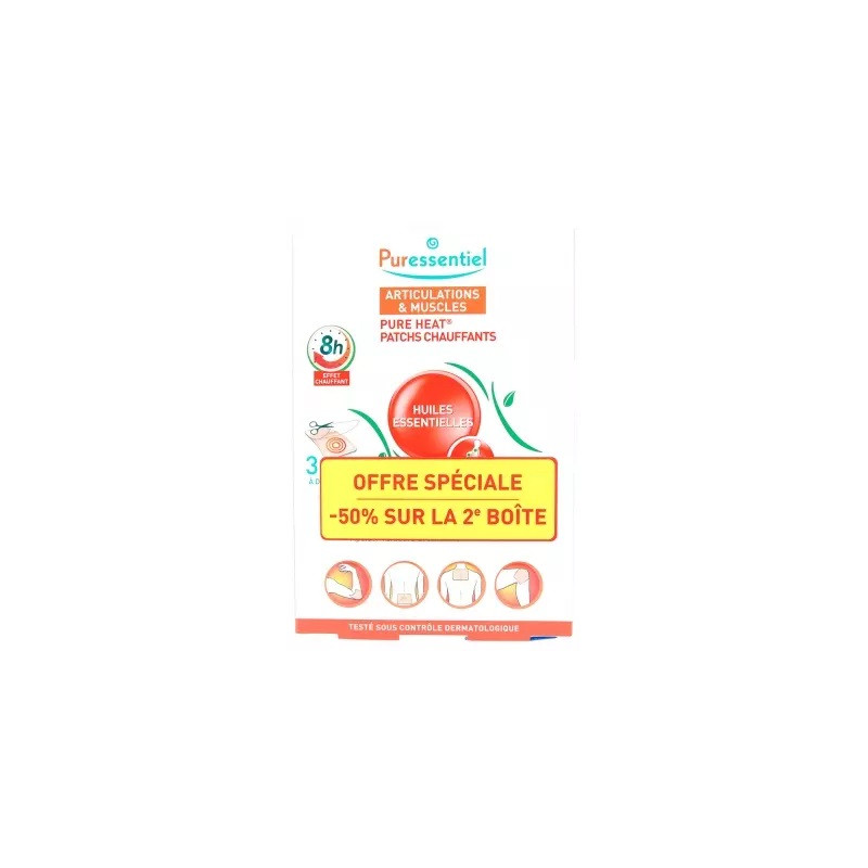 Puressentiel Articulations & Muscles Patchs Chauffants Lot de 2 x 3 Patchs Offre Spéciale