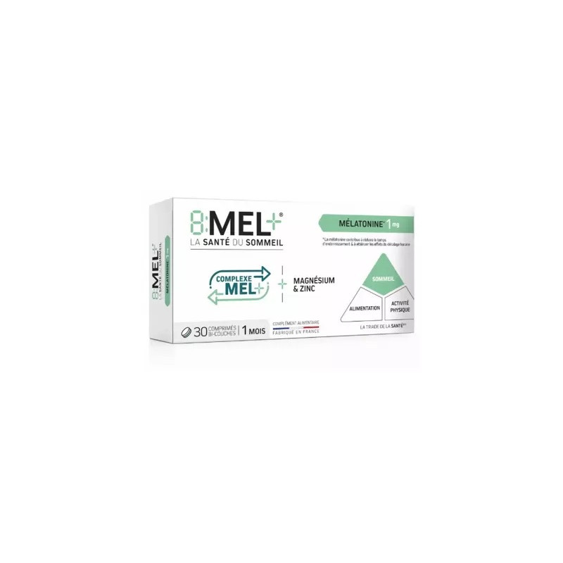 8Mel+ Mélatonine 1 mg 30 Comprimés Bi-Couches