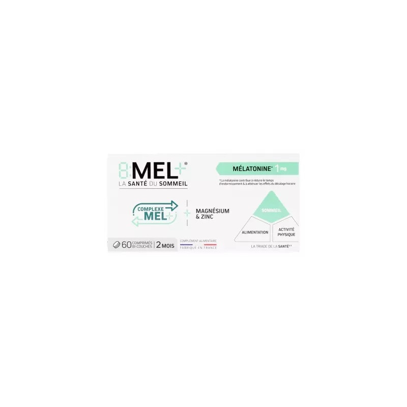 8Mel+ Mélatonine 1 mg 60 Comprimés Bi-Couches