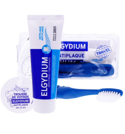 Elgydium – trousse de voyage antiplaque (dentifrice + brosse)