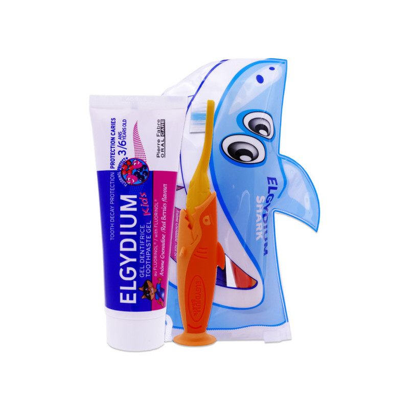 Elgydium Trousse de Voyage Requin Dentifrice + Brosse à dents
