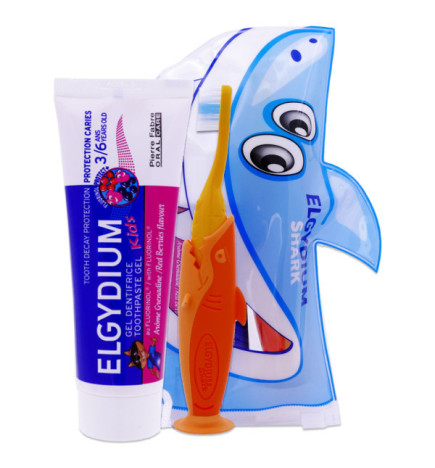 Elgydium – trousse de voyage Requin (dentifrice + brosse)
