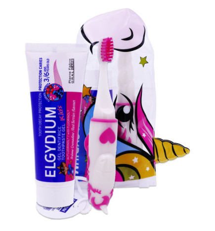 Elgydium – trousse de voyage Licorne (dentifrice + brosse)