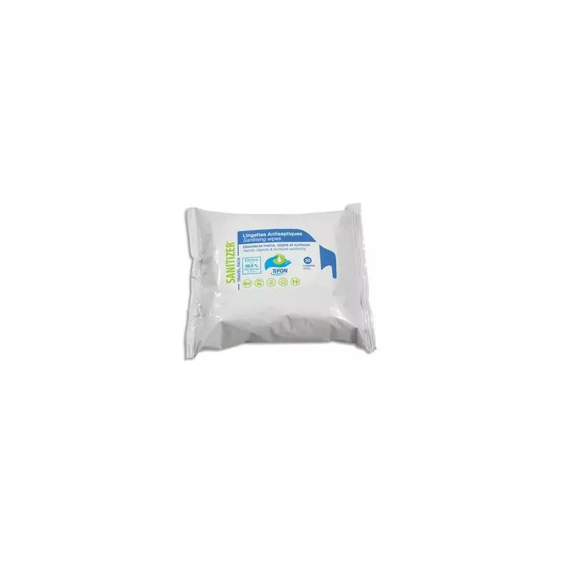 Tifon Paquet 30 lingettes humides 20x20cm pour désinfection des mains et surfaces