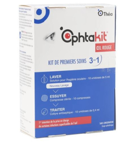 Théa – Ophtakit Œil Rouge Kit Premiers Soins 3 en 1