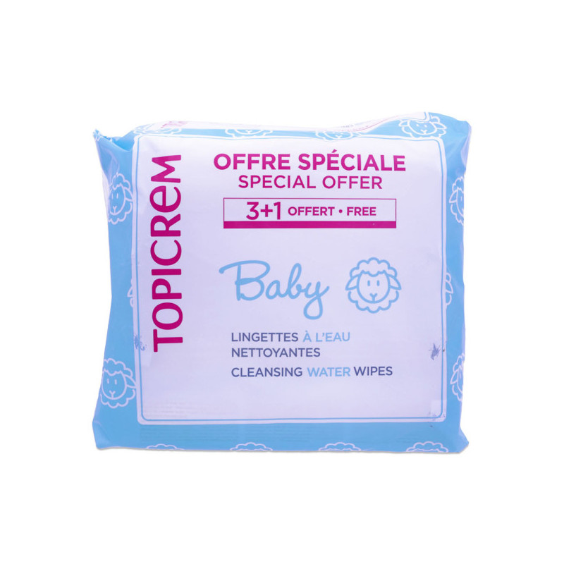 Topicrem Baby Lingettes à l'eau nettoyantes Lot de 4