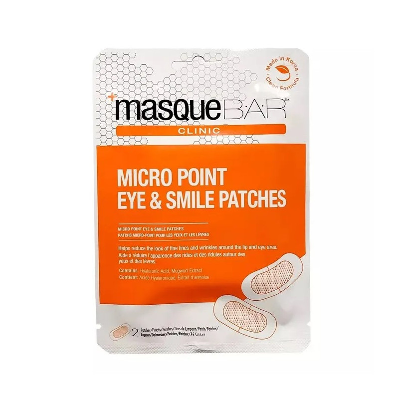 Masque Bar Patchs Micro-Point Pour les Yeux et les Lèvres Tous Types de Peaux, 2 Patchs