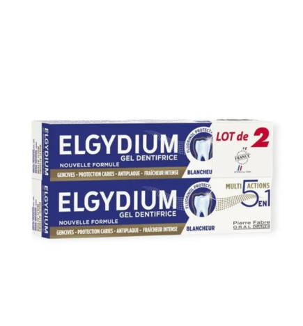 Elgydium – gel dentifrice multi-actions 5-en-1, 2 × 75 ml