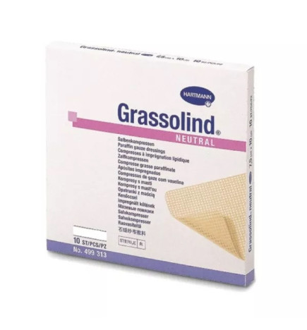 Hartmann – Grassolind Neutral 10 x10 cm Pansement Gras (Vaseline + Softisan) Triglycérides Bte/10