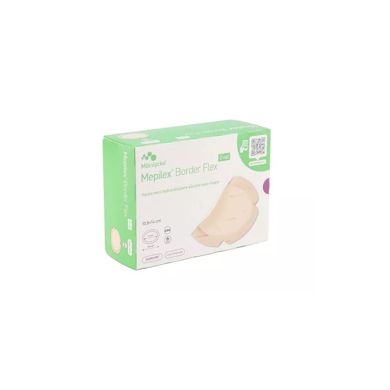 Molnlycke Mepilex Border Flex Oval Pansement hydrocellulaire 10,8 cm x 14 cm 16 pansements