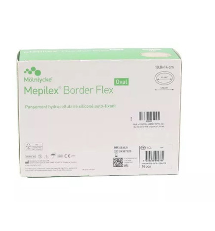 Mölnylycke –  Mepilex Border Flex Pansement Hydrocellulaire, 10,8 cm x 14 cm 16 pansements
