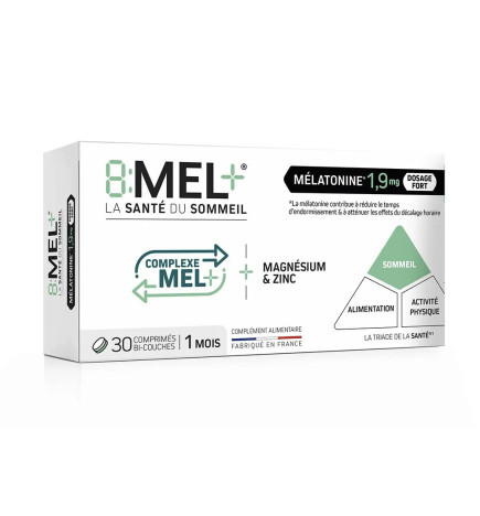 8 MEL+ – Mélatonine 1,9 mg, 30 comprimés bi-couches