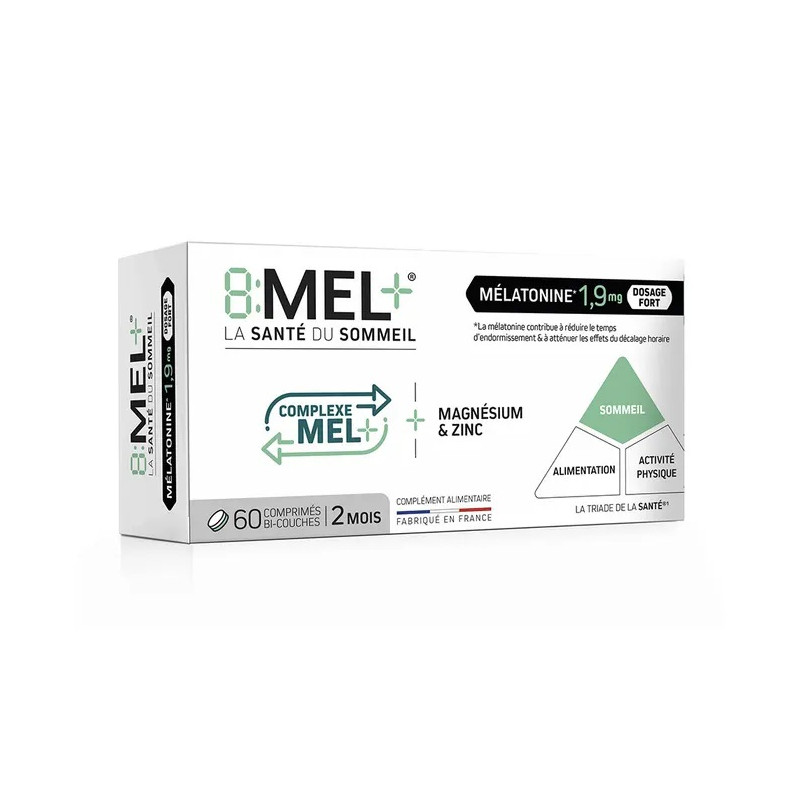 8:MEL+ Mélatonine 1,9mg 60 comprimés bi-couches