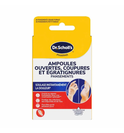 Scholl – Pansements Ampoules Ouvertes Coupures et Égratignures, x6