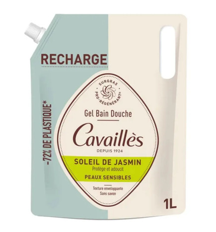 Cavaillès – éco-recharge gel bain-douche soleil de jasmin, 1 L