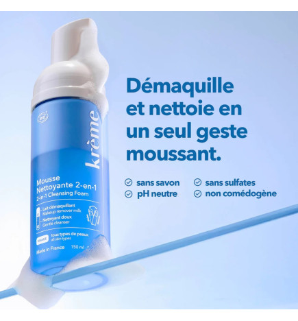 Krème – Mousse Nettoyante 2-en-1, 150 ml