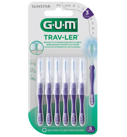 GUM – Travler Brossettes Interdentaires 1.2mm x6