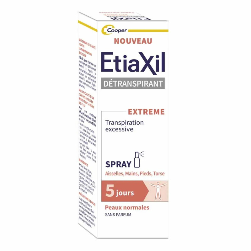ETIAXIL Spray Déodorant Aisselles Mains Pieds Torse, 30ml