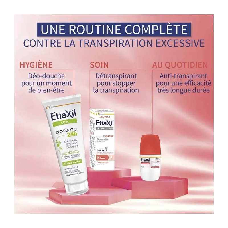 ETIAXIL – Spray déodorant aisselles mains pieds torse, 30 ml