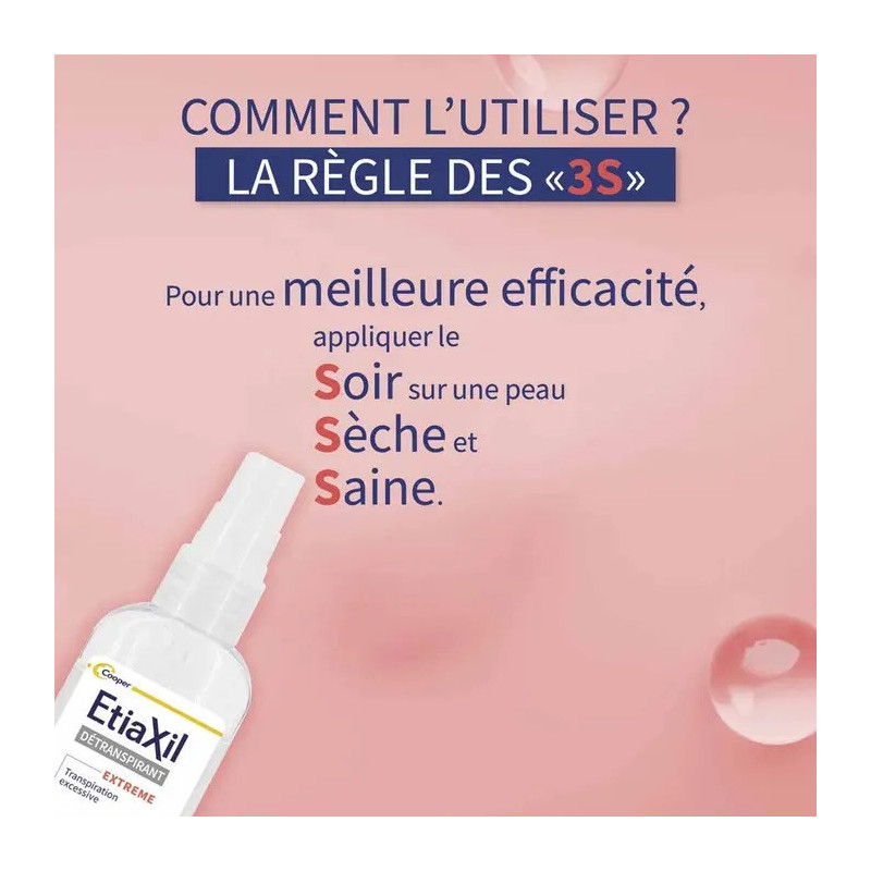 ETIAXIL – Spray déodorant aisselles mains pieds torse, 30 ml