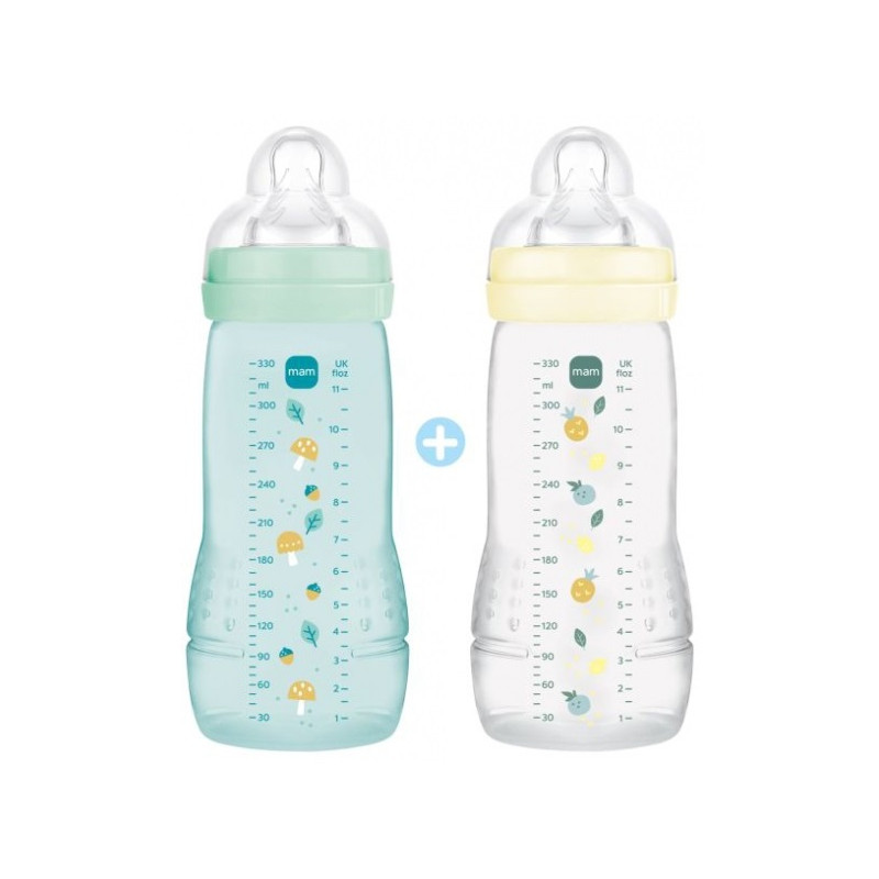 MAM Easy Active 2 Biberons - Couleur : Pearl/Ice, 330 ml