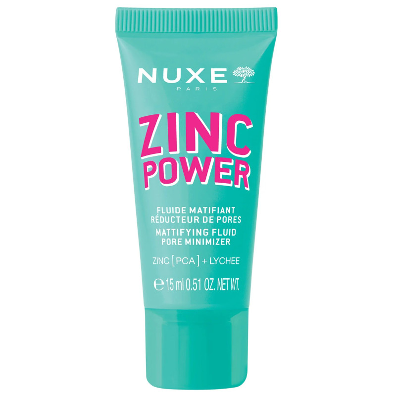 NUXE ZINC POWER - Fluide Matifiant Réducteur de Pores - Visage - Peaux Mixtes à Grasses à Tendance Acnéique, 40ml