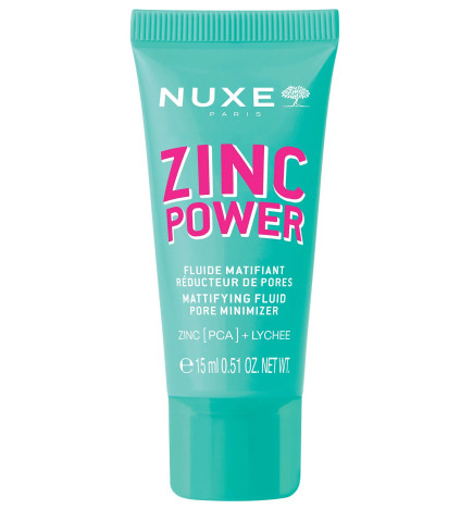 Nuxe – ZINC POWER  Fluide Matifiant Réducteur de Pores  Visage  Peaux Mixtes à Grasses à Tendance Acnéique, 40ml