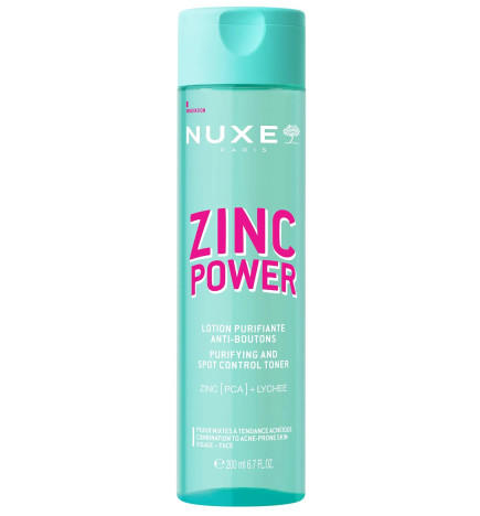Nuxe – ZINC POWER  Lotion Purifiante AntiBoutons  Visage  Peaux Mixtes à Tendance Acnéique, 200ml