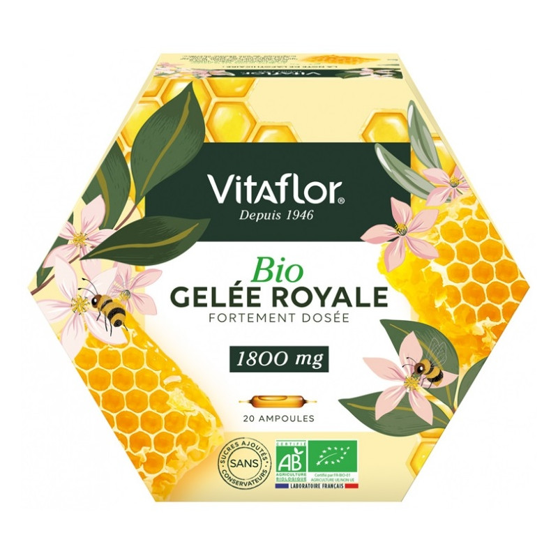 VITAFLOR Gelée Royale 1800 mg Bio - 20 Ampoules