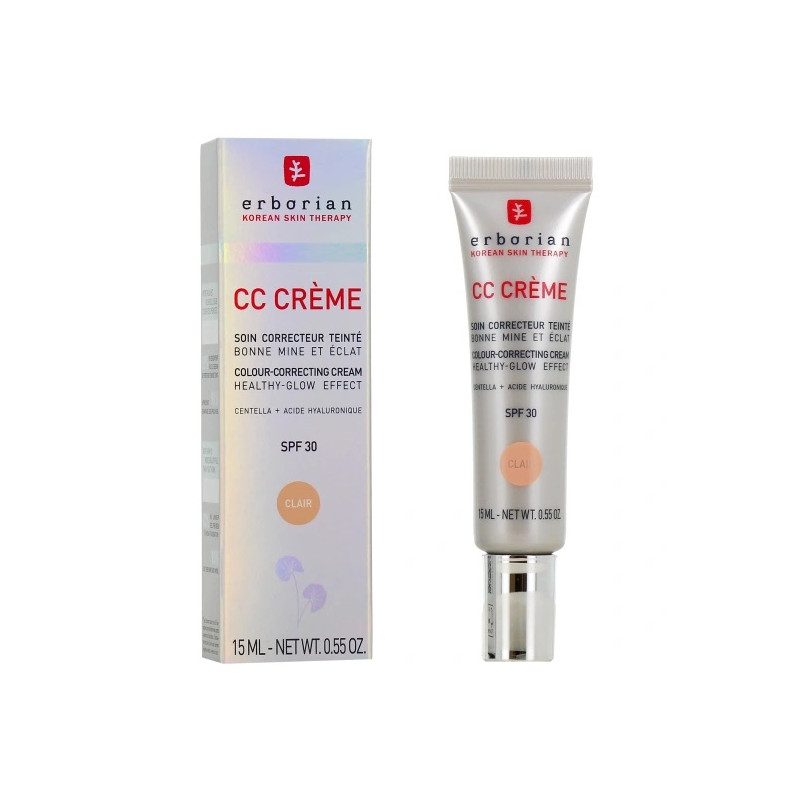 ERBORIAN CC Crème Soin Correcteur Teinté Bonne Mine et Éclat Clair, 15ml