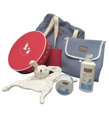 Cattier – Bébé, coffret naissance rose + sac et doudou offert
