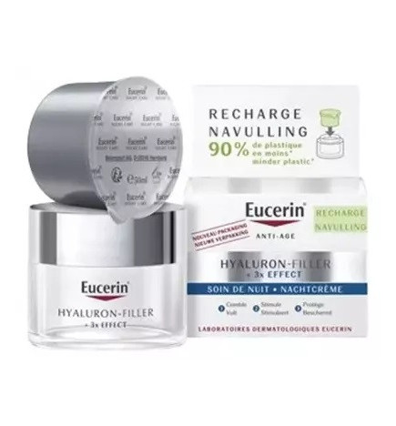 Eucerin – Hyaluron-Filler + 3x Effect Soin de Nuit Recharge, 50 ml