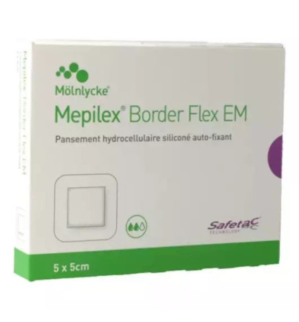 Mölnylycke –  Mepilex Border Flex EM Pansement Hydrocellulaire Carré 5CM X 5CM, BOÎTE DE 10