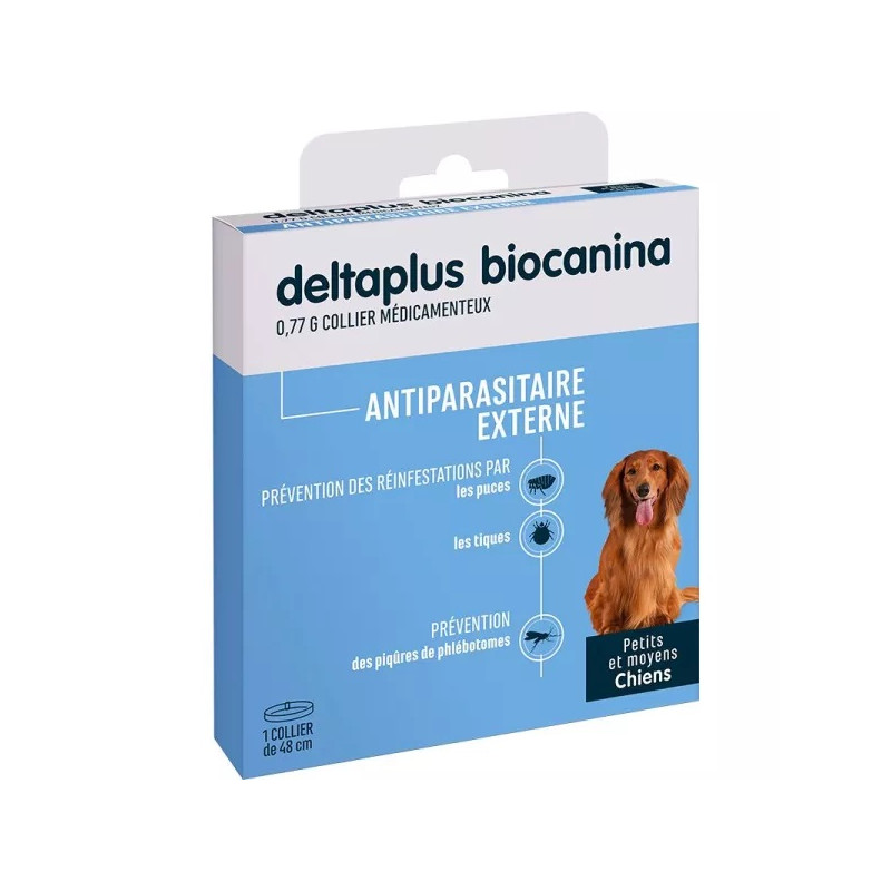 Biocanina – Collier antiparasitaire Deltaplus petit et moyen chien, 48 cm
