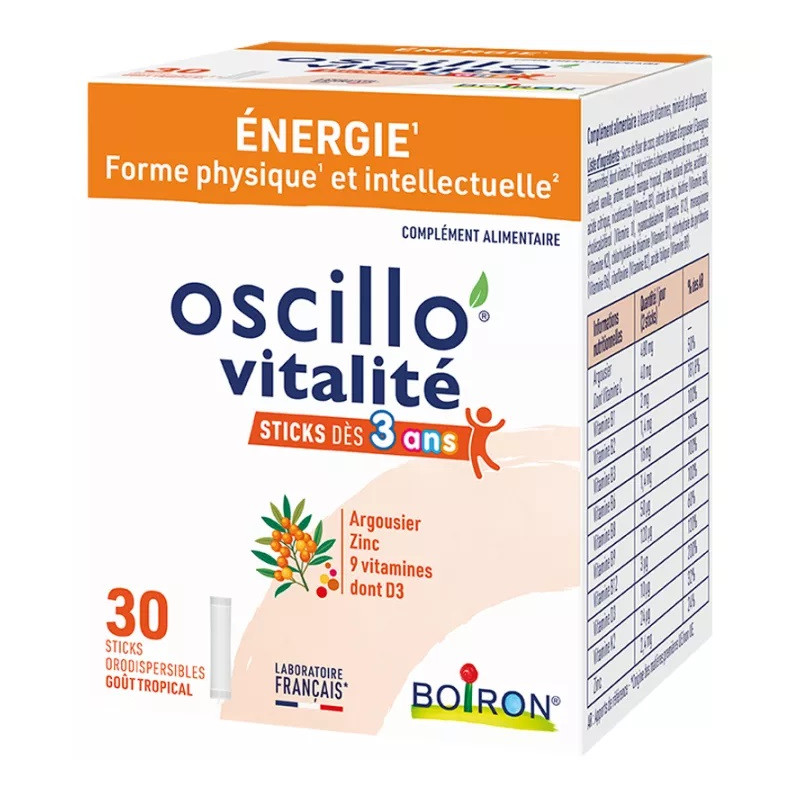 BOIRON – Oscillo’Vitalité Enfants, 30 sticks orodispersibles