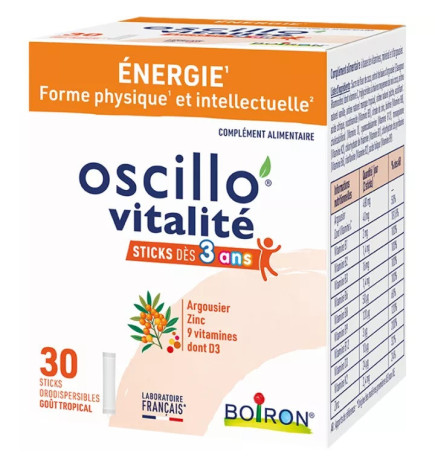 Boiron – Oscillo’Vitalité Enfants, 30 sticks orodispersibles