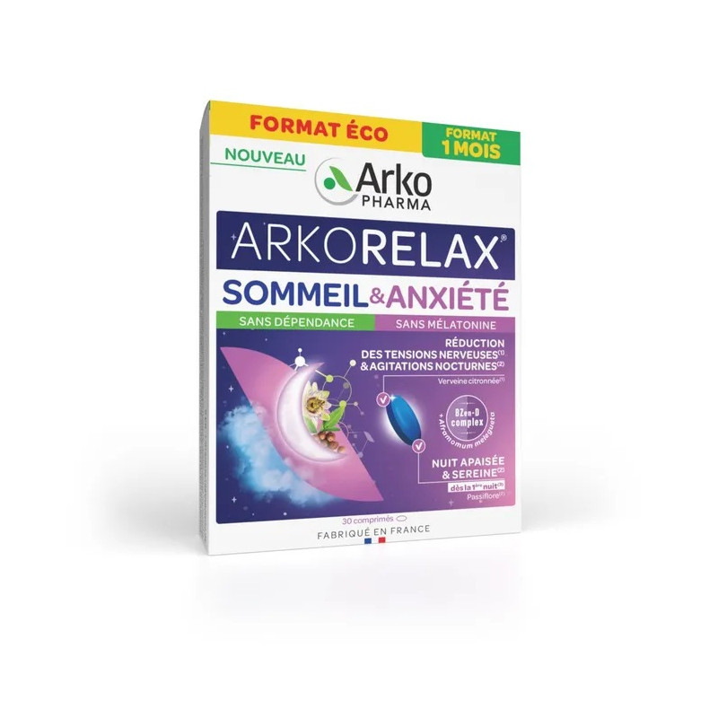 ARKOPHARMA – Arkorelax Sommeil & Anxiété, 30 comprimés
