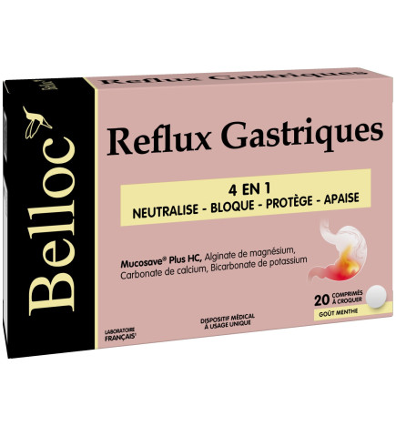 Belloc – Reflux gastriques 4en1, 20 comprimés à croquer