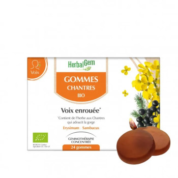 HERBALGEM – Gommes Chantres Bio Voix Enrouée, 45 g