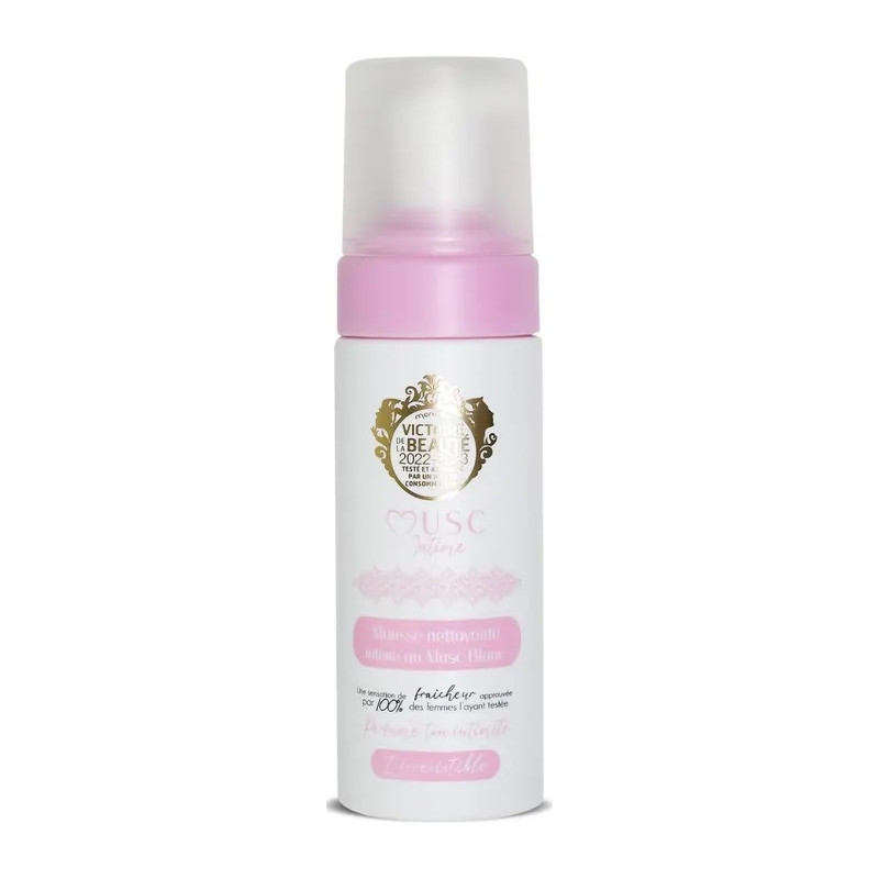 Musc Intime - Mousse Intime Nettoyante - Nettoyage doux et rafraîchissant – Musc Blanc, 150 ml